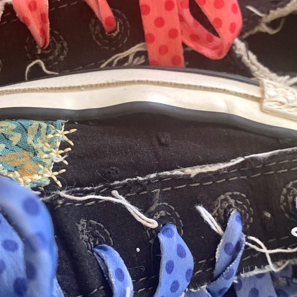 Converse Patchwork Sneakers Low Top Distressed Canvas Shoes‎ Women's Size 7 - Picture 11 of 12